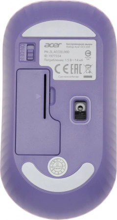 Клавиатура + мышь Acer OCC205 клав:фиолетовый мышь:фиолетовый USB беспроводная slim Multimedia (ZL.ACCEE.00D)