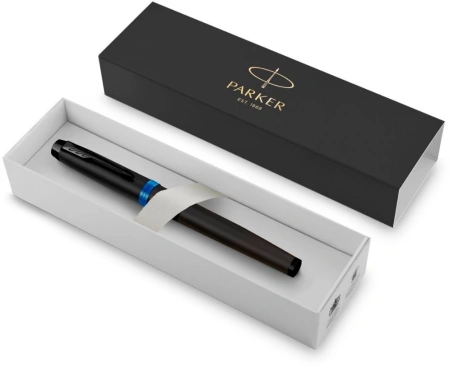 Ручка перьев. Parker IM Vibrant Rings F315 (2172858) Marine Blue PVD F сталь нержавеющая подар.кор.