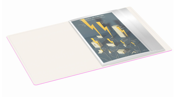 Папка с 20 прозр.вклад. Бюрократ Double Neon DNE07V20PINK A4 пластик 0.7мм розовый