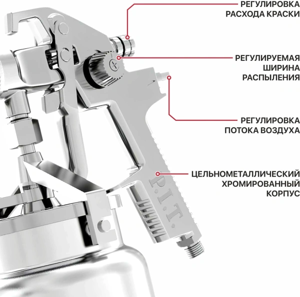 Краскораспылитель P.I.T. PSG1000-A 280л/мин соп.:1.4мм бак:1л серебристый