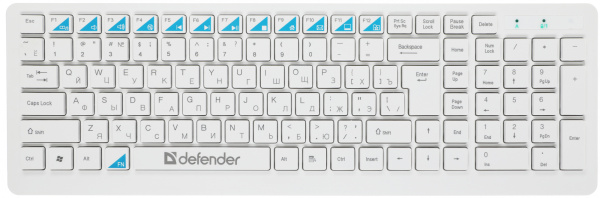 Клавиатура + мышь Defender Skyline 895 клав:белый мышь:белый USB беспроводная slim Multimedia (45895)