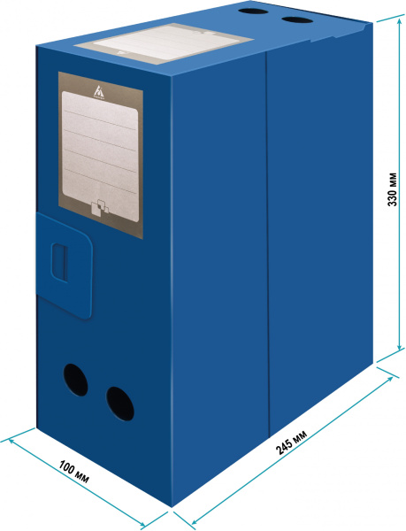 Короб архивный вырубная застежка Бюрократ -BA100/08BLUE пластик 0.8мм корешок 100мм 330х245мм синий