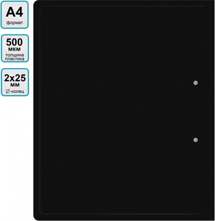 Папка на 2-х кольцах Buro -ECB0420/2RBLACK A4 пластик 0.5мм черный
