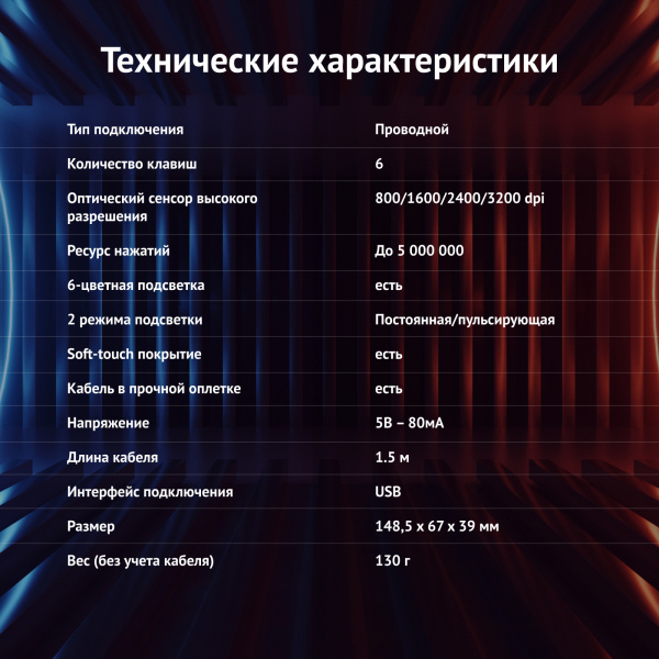 Мышь Оклик 925G STORM черный оптическая (3200dpi) USB (6but)