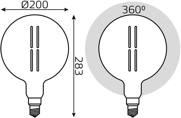 Лампа светодиодная Gauss Filament Vintage 6Вт цок.:E27 шар 220B 4000K св.свеч.бел.нейт. (упак.:1шт) (154802205)