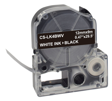 Картридж ленточный Cactus CS-LK4BWV LK-4BWV белый на черном 12x9 для Epson LW300/LW400/LW700/LW600P/LW1000P/K400/Z700/Z900