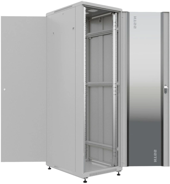 Шкаф серверный NTSS Премиум (NTSS-R42U8080GS) напольный 42U 800x800мм пер.дв.стекл металл 900кг серый 710мм 144кг 1987мм IP20 сталь