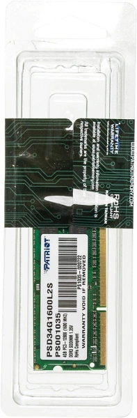 Память DDR3L 4Gb 1600MHz Patriot PSD34G1600L2S RTL PC3-12800 CL11 SO-DIMM 204-pin 1.35В dual rank Ret