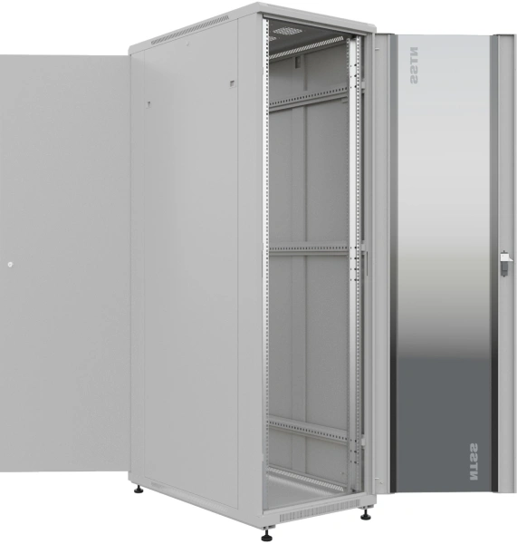 Шкаф серверный NTSS Премиум (NTSS-R47U60100GS) напольный 47U 600x1000мм пер.дв.стекл металл 900кг серый 910мм 113.8кг 2210мм IP20 сталь