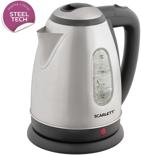 Чайник электрический Scarlett SC-EK21S88 1.8л. 2200Вт черный/серебристый (корпус: нержавеющая сталь)
