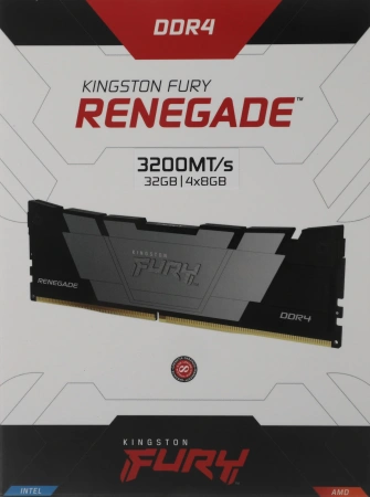 Память DDR4 4x8GB 3200MHz Kingston KF432C16RB2K4/32 Fury Renegade Black RTL Gaming PC4-25600 CL16 DI