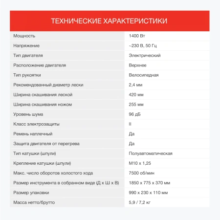 Триммер электрический Starwind ET-1400B 1400Вт разбор.штан. реж.эл.:леска/нож