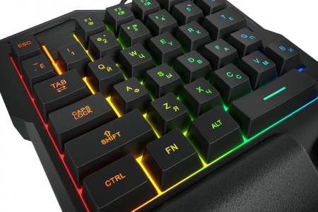 Игровой блок Оклик 701G IRON FIST черный USB for gamer LED (подставка для запястий) (1196590)