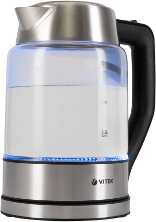 Чайник электрический Vitek VT-7043 1.7л. 2200Вт прозрачный/черный корпус: стекло