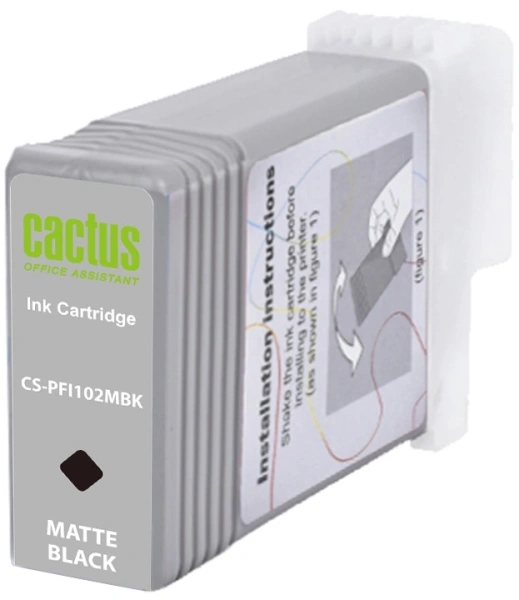 Картридж струйный Cactus CS-PFI102MBK PFI-102MBK черный матовый (130мл) для Canon iPF500/iPF600/iPF700/ MFP M40/iPF765/LP17/LP24