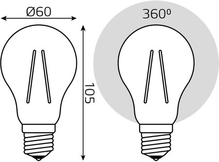 Лампа светодиодная Gauss Filament 102902112 12Вт цок.:E27 груша 185B св.свеч.бел.теп. грушевидная (упак.:10шт)