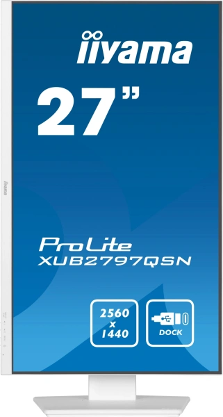 Монитор Iiyama 27" ProLite XUB2797QSN-W1 белый IPS LED 16:9 HDMI M/M матовая HAS Piv 1300:1 250cd 178гр/178гр 2560x1440 100Hz DP Quad HD 2K (1440p) USB 6.1кг
