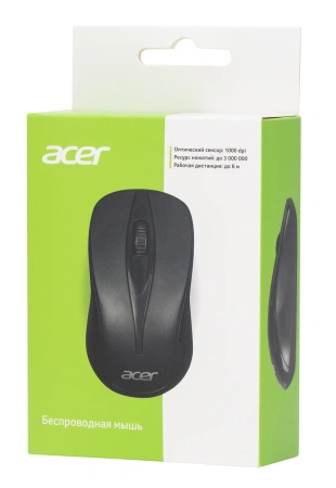 Мышь Acer OMR131 черный оптическая (1000dpi) беспроводная USB для ноутбука (2but)