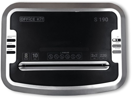 Шредер Office Kit S190 (2х2) черный (секр.P-7) фрагменты 7лист. 20лтр.