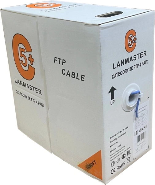 Кабель информационный Lanmaster LAN-5EUTP-PT-LSZH-GY кат.5E U/UTP 4X2X24AWG LSZH внутренний 305м серый