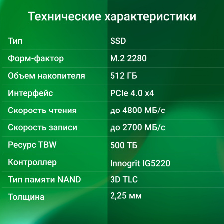 Накопитель SSD Digma PCI-E 4.0 x4 512Gb DGSM4512GG23T Meta G2 M.2 2280