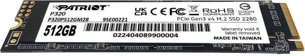 Накопитель SSD Patriot PCIe 3.0 x4 512GB P320P512GM28 P320 M.2 2280