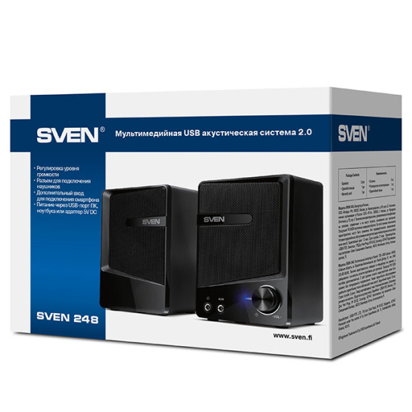 Колонки Sven 248 2.0 черный 6Вт