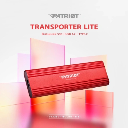 Накопитель SSD Patriot USB-C 512GB PTPL512GPEC Lite Transporter 2.5" красный