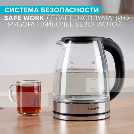 Чайник Scarlett SC-EK27G30 1.8л. 1800Вт сталь/черный (стекло/пластик)