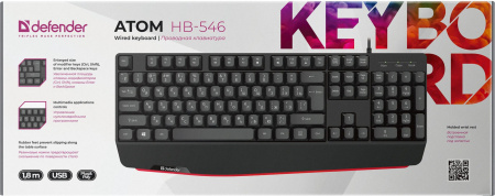 Клавиатура Defender Atom HB-546 черный USB Multimedia for gamer (подставка для запястий) (45546)