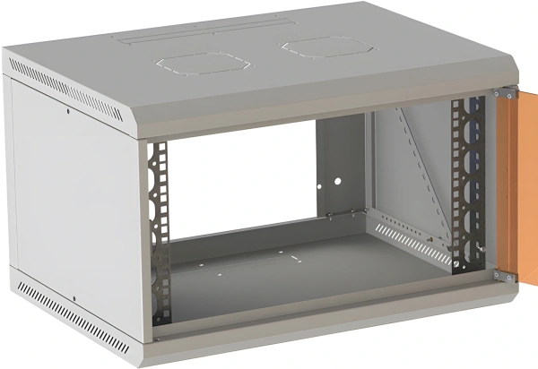 Шкаф коммутационный Suprlan ТВЛ-9U-600-450-СР (05-1093) настенный 12U 600x450мм пер.дв.стекл направл.под закл.гайки 70кг RAL 7035 385мм 19кг 500мм металл