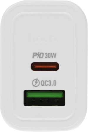 Сетевое зар./устр. Hoco N63 Gentle 30W 3A (PD) USB-A/Type-C универсальное белый (44402)