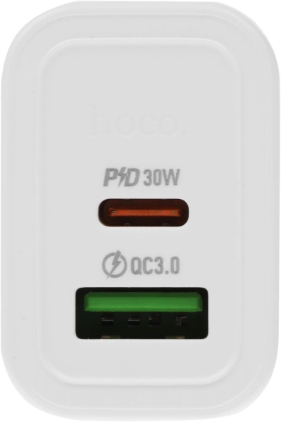 Сетевое зар./устр. Hoco N63 Gentle 30W 3A (PD) USB-A/Type-C универсальное белый (44402)