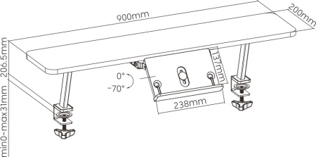 Полка Cactus CS-KD15-LBL для столов 90x21.4x29.5см голубой