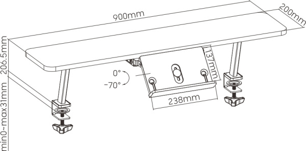 Полка Cactus CS-KD15-LBL для столов 90x21.4x29.5см голубой