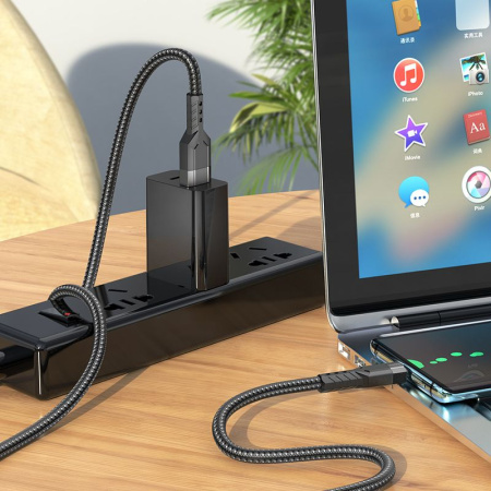 Кабель Hoco U110 Type-C USB (m)-USB Type-C 1.2м черный коробка