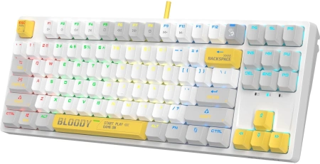 Клавиатура A4Tech Bloody S87 Energy механическая белый/желтый USB for gamer LED (S87 USB ENERGY WHIT