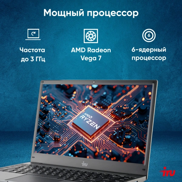 Ноутбук IRU Tactio 14RLH Ryzen 5 Pro 5675U 8Gb SSD256Gb AMD Radeon 14" IPS FHD (1920x1080) Windows 11 Professional grey 4000mAh (2059083)