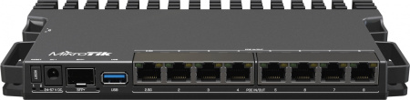 Маршрутизатор MikroTik RB5009UPr+S+IN 10/100/1000 черный комп.:устройство/крепления/адаптер