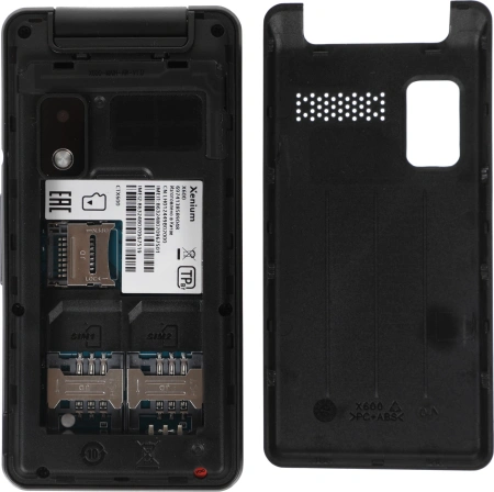 Мобильный телефон XENIUM X600 темно-серый раскладной 2Sim 2.8" 240x320 Nucleus 0.3Mpix GSM900/1800 MP3 FM microSD max32Gb