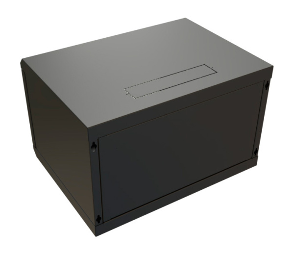 Шкаф коммутационный WRline (WR-TW-0645-SR-RAL9004) настенный 6U 600x450мм пер.дв.металл 2 бок.пан. направл.под винты 60кг черный 350мм 367мм IP20 сталь