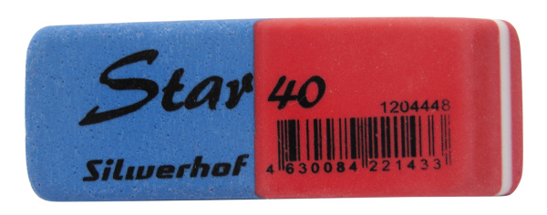 Ластик Silwerhof Star 40 181150 57х19.5х8мм каучук термопластичный синий