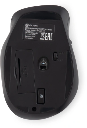Мышь Оклик 504MW черный оптическая (1600dpi) беспроводная USB