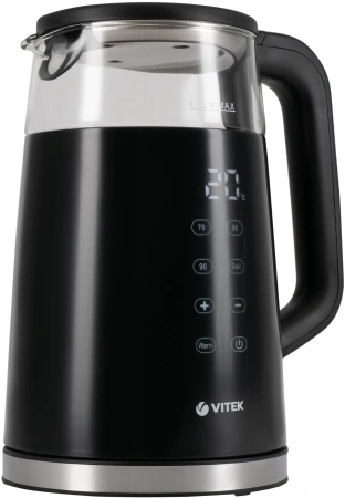 Чайник электрический Vitek VT-8827 1.7л. 2200Вт черный корпус: стекло/металл