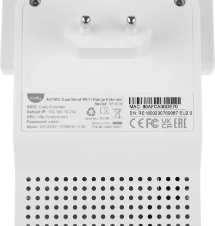 Точка доступа Cudy RE1800 AX1800 10/100/1000BASE-TX/Wi-Fi белый