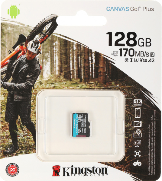 Флеш карта microSDXC 128Gb Class10 Kingston SDCG3/128GBSP Canvas Go! Plus w/o adapter