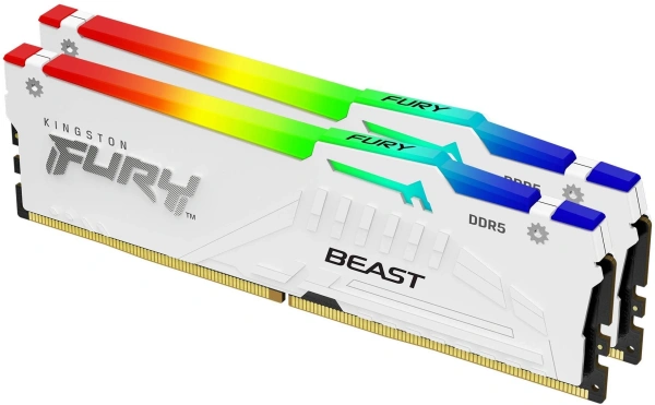 Память DDR5 2x32GB 6000MHz Kingston KF560C36BWEAK2-64 Fury Beast White Expo RGB RTL Gaming PC5-48000 CL36 DIMM 288-pin 1.35В dual rank с радиатором Ret