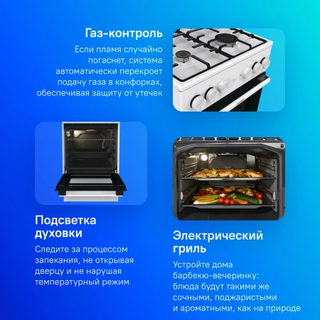 Плита Комбинированная Gorenje GK5A21WH белый/черный (стеклянная крышка) реш.сталь