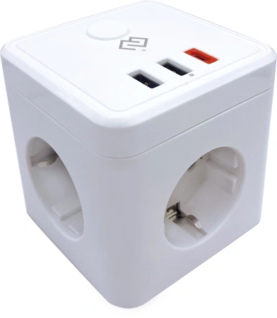 Сетевой фильтр Digma DiPlug Cube 1 белый (CUBE1-3S-3USB-10A)