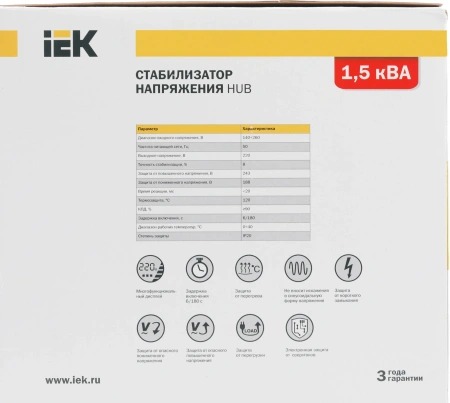 Стабилизатор напряжения IEK Hub 1.5кВА однофазный черный (IVS21-1-D15-13)
